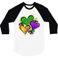 Cute Mardi Gras Heart Funny Fleur De Lis Mardi Gra 3/4 Sleeve Shirt | Artistshot