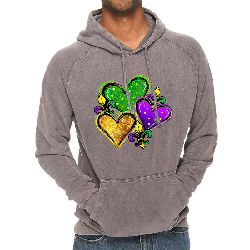 Cute Mardi Gras Heart Funny Fleur De Lis Mardi Gra Vintage Hoodie | Artistshot