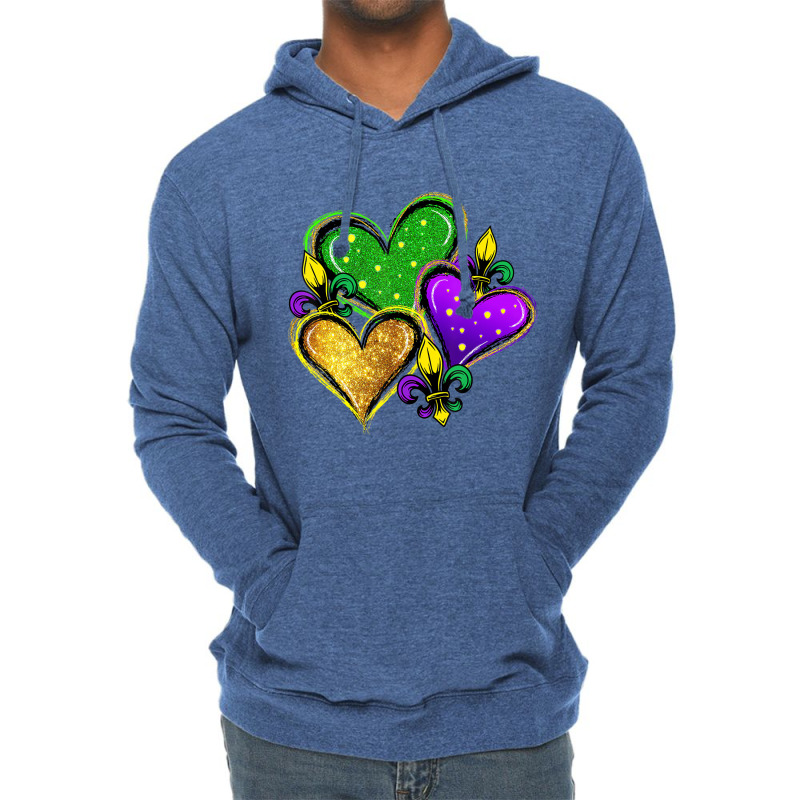 Cute Mardi Gras Heart Funny Fleur De Lis Mardi Gra Lightweight Hoodie | Artistshot