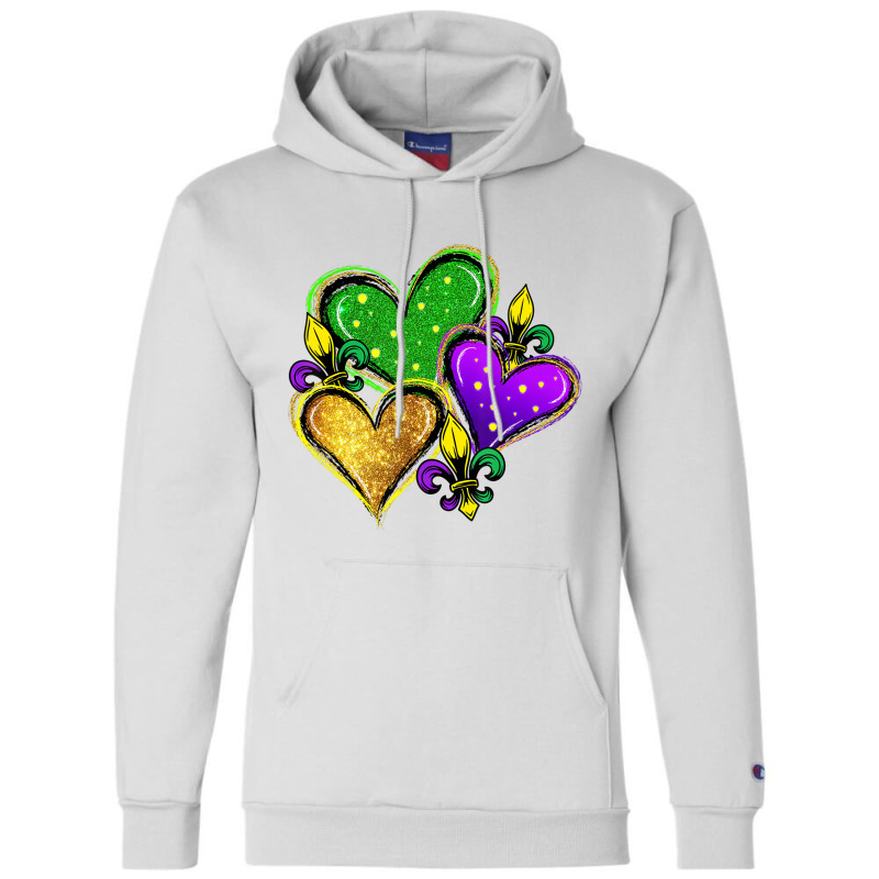 Cute Mardi Gras Heart Funny Fleur De Lis Mardi Gra Champion Hoodie | Artistshot