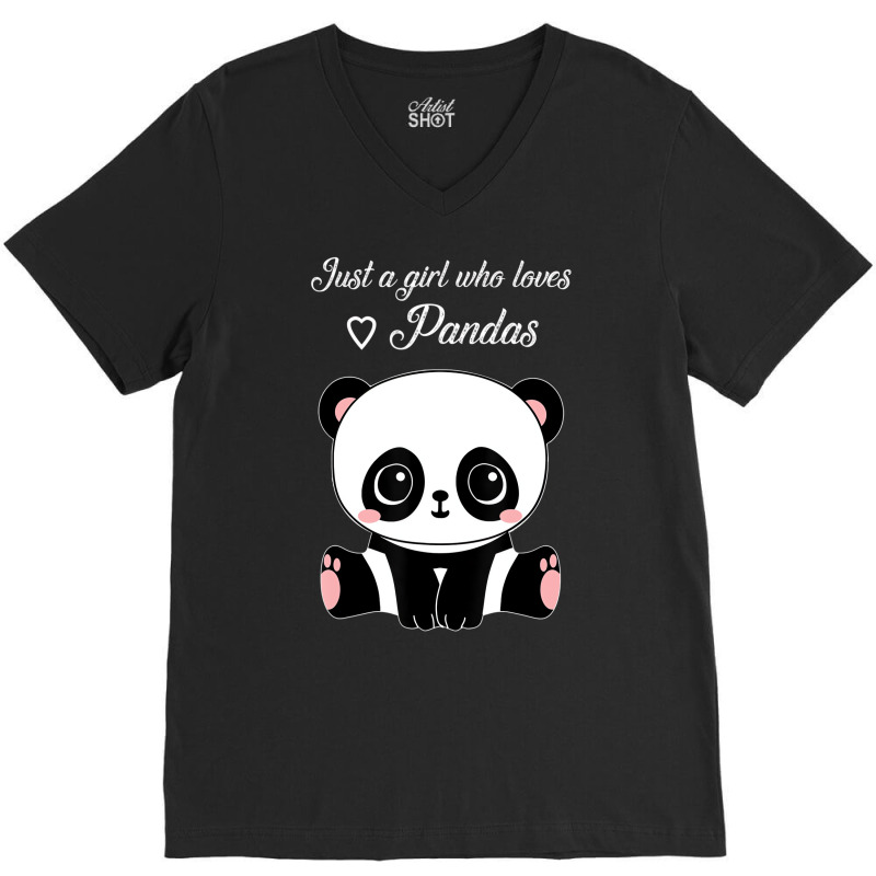 Cute Panda Shirt Just A Girl Who Loves Pandas T Sh V-neck Tee | Artistshot