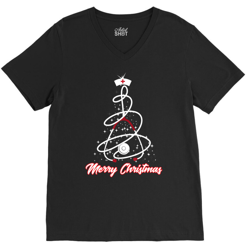 Merry Christmas Nurse Shirt Yuletide Practitioners V-Neck Tee by likensjaymie | Artistshot