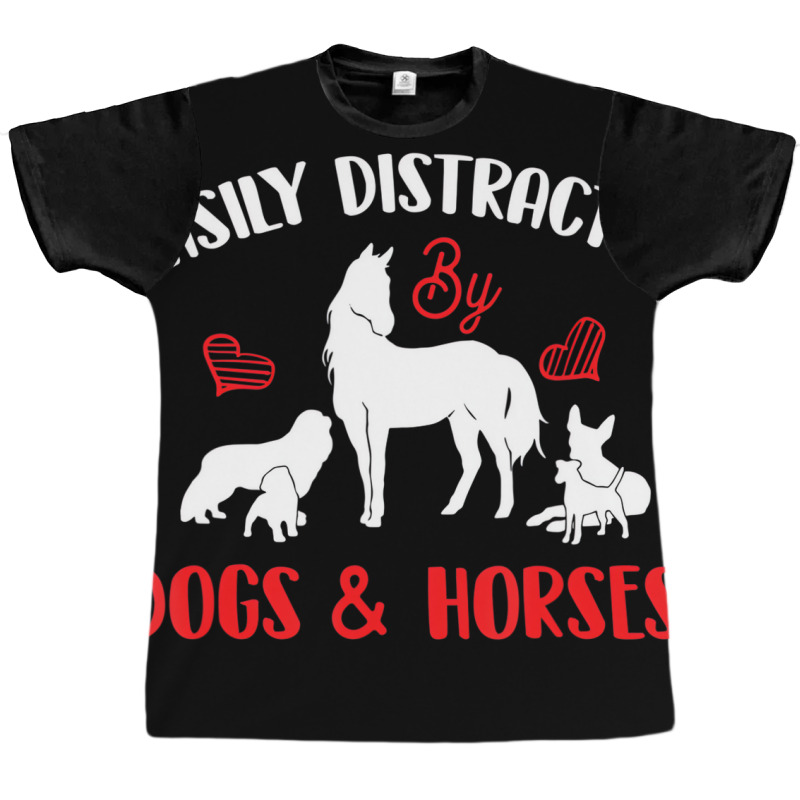 Easily Distracted By Horses & Dogs   Equestrian Ho Graphic T-shirt | Artistshot