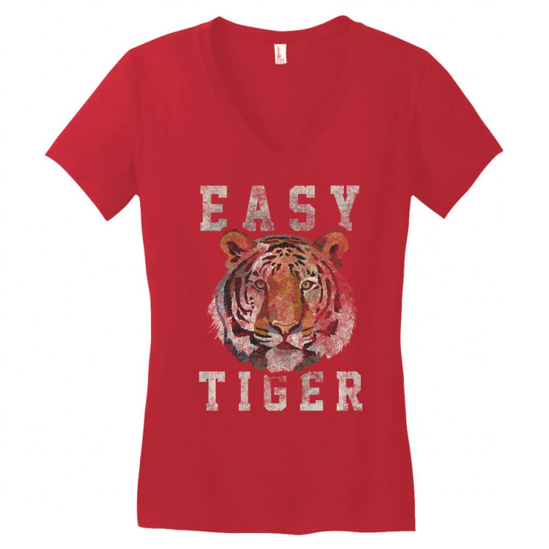 Easy Tiger Distressed Casual Chic Graphic For Wome Women's V-Neck T-Shirt by eliseokino | Artistshot