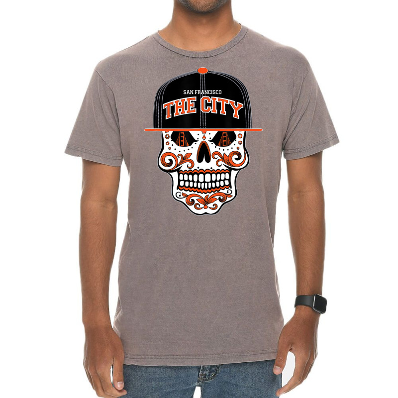 San Francisco The City Sugar Skull Bay Bridge Gold Vintage T-Shirt by phoeukiris | Artistshot