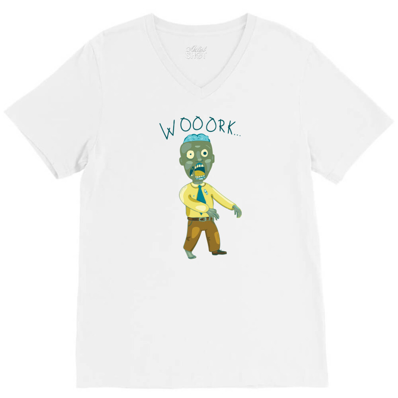 Work Zombie Who Hates His Job V-Neck Tee by DaudArt. | Artistshot