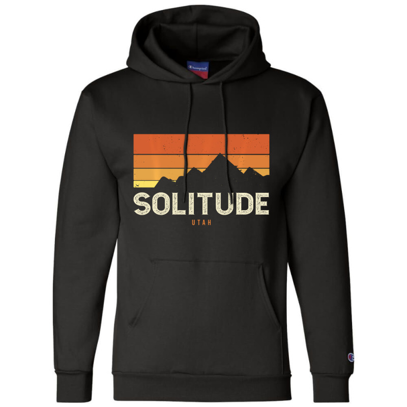 Vintage Solitude Utah Mountains Hiking Sunset Retr Champion Hoodie | Artistshot