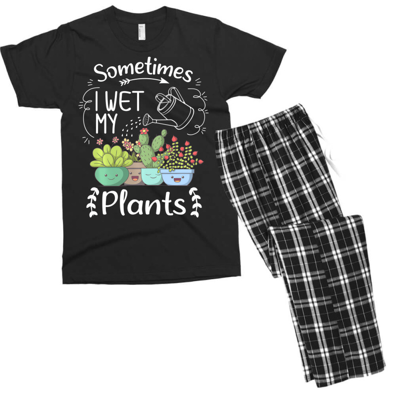 Vintage Sometimes I Wet My Plants Funny Gardening Men's T-shirt Pajama Set | Artistshot