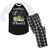 Vintage Sometimes I Wet My Plants Funny Gardening Men's 3/4 Sleeve Pajama Set | Artistshot