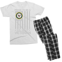 Vintage American Flag Proud To Be A Us Navy Milita Men's T-shirt Pajama Set | Artistshot