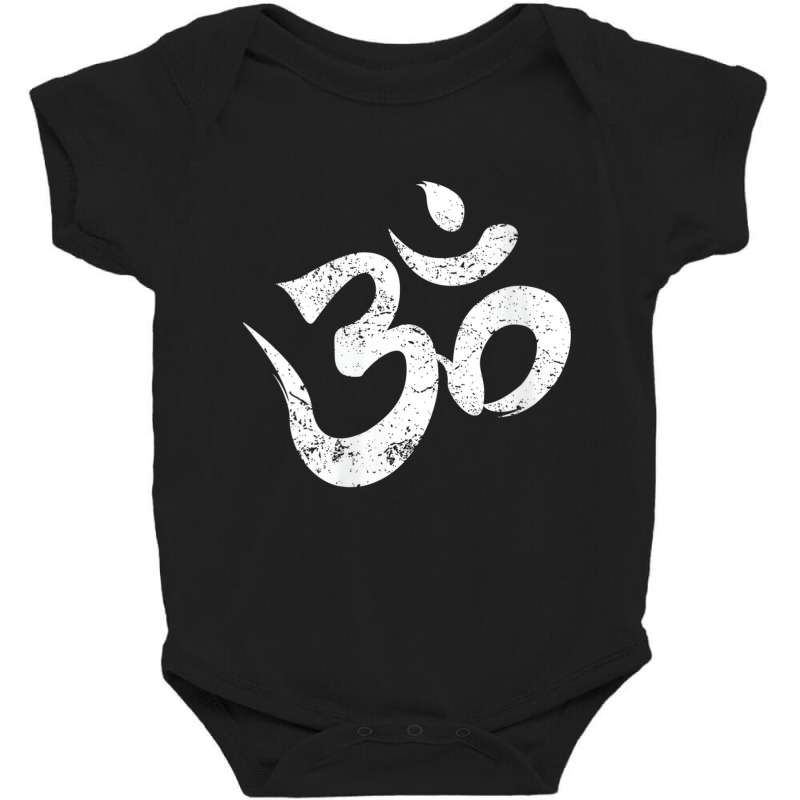 Womens Distressed Om Meditation Spiritual Indian Y Baby Bodysuit by lorriecour | Artistshot