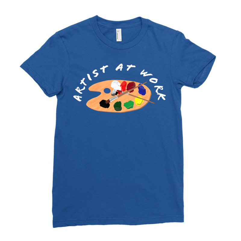 Artist At Work Wooden Artist Palette With Colorful Ladies Fitted T-Shirt by rasaddaunauy | Artistshot