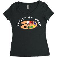 Artist At Work Wooden Artist Palette With Colorful Women's Triblend Scoop T-shirt | Artistshot