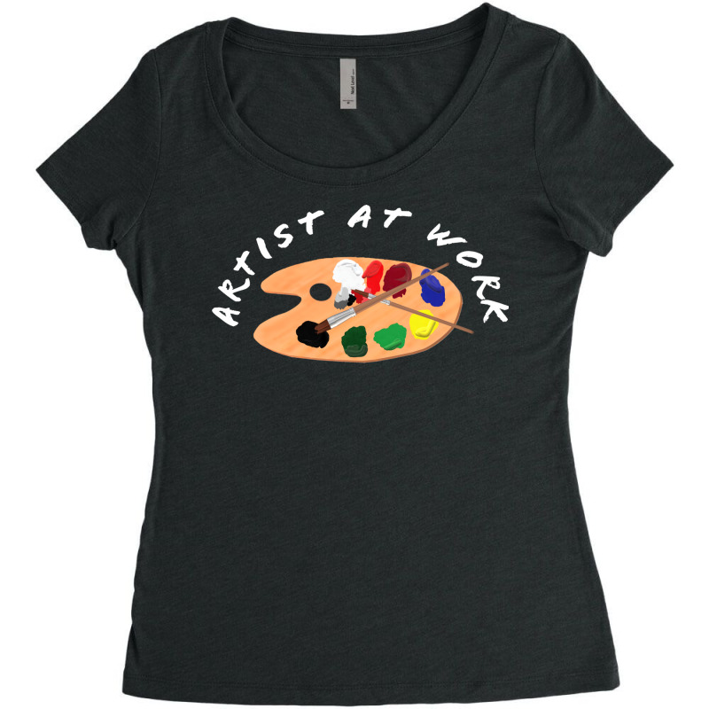 Artist At Work Wooden Artist Palette With Colorful Women's Triblend Scoop T-shirt by rasaddaunauy | Artistshot