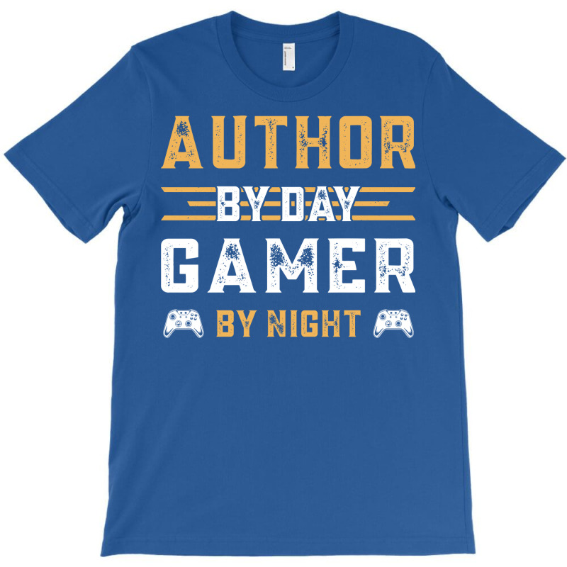 Funny Retro Gamer Gift Author By Day Gamer By Nigh T-shirt | Artistshot