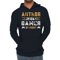 Funny Retro Gamer Gift Author By Day Gamer By Nigh Lightweight Hoodie | Artistshot