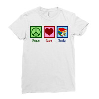 Peace Love Books Music Ladies Fitted T-shirt | Artistshot