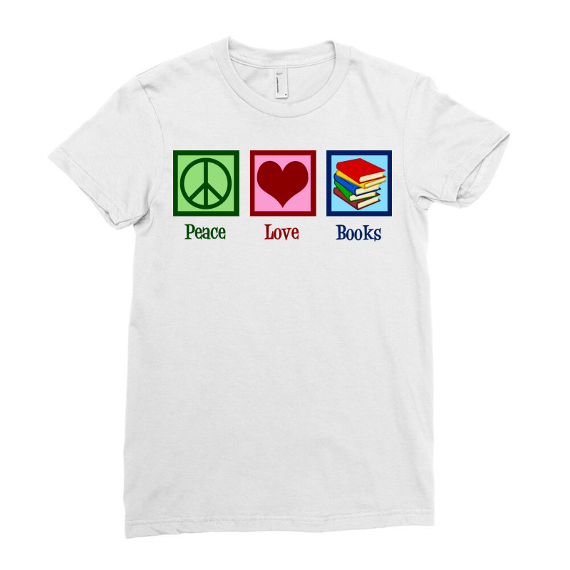 Peace Love Books Music Ladies Fitted T-Shirt by nanedohoomae | Artistshot