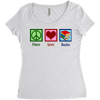 Peace Love Books Music Women's Triblend Scoop T-shirt | Artistshot