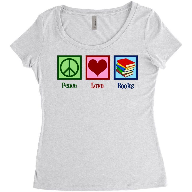 Peace Love Books Music Women's Triblend Scoop T-shirt by nanedohoomae | Artistshot