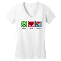 Peace Love Books Music Women's V-neck T-shirt | Artistshot