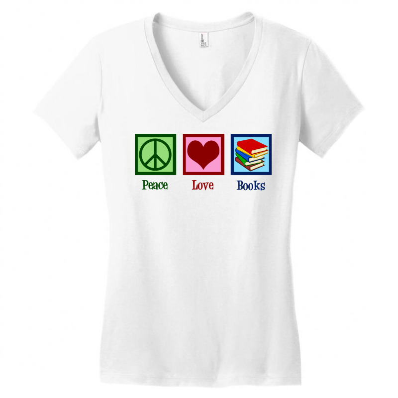 Peace Love Books Music Women's V-Neck T-Shirt by nanedohoomae | Artistshot