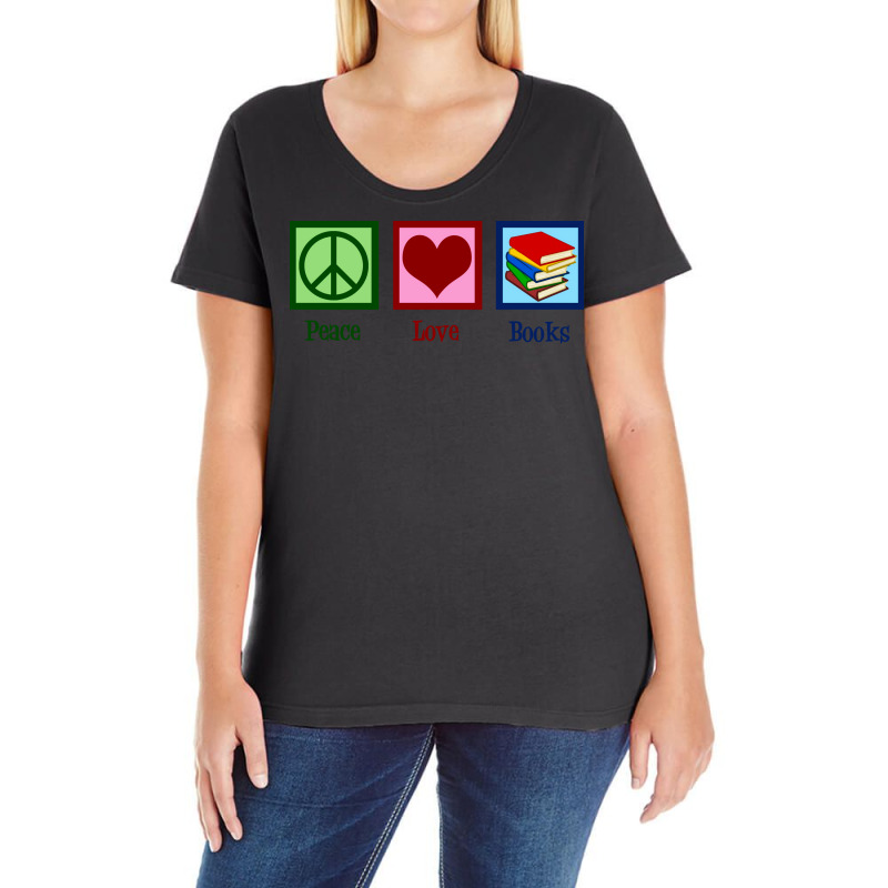 Peace Love Books Music Ladies Curvy T-Shirt by nanedohoomae | Artistshot