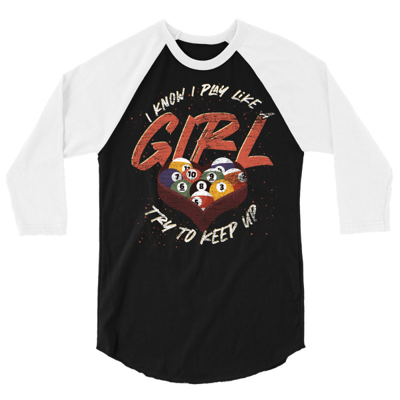 Funny Girls Billiard Player Pool Lover Heart Snook 3/4 Sleeve Shirt | Artistshot