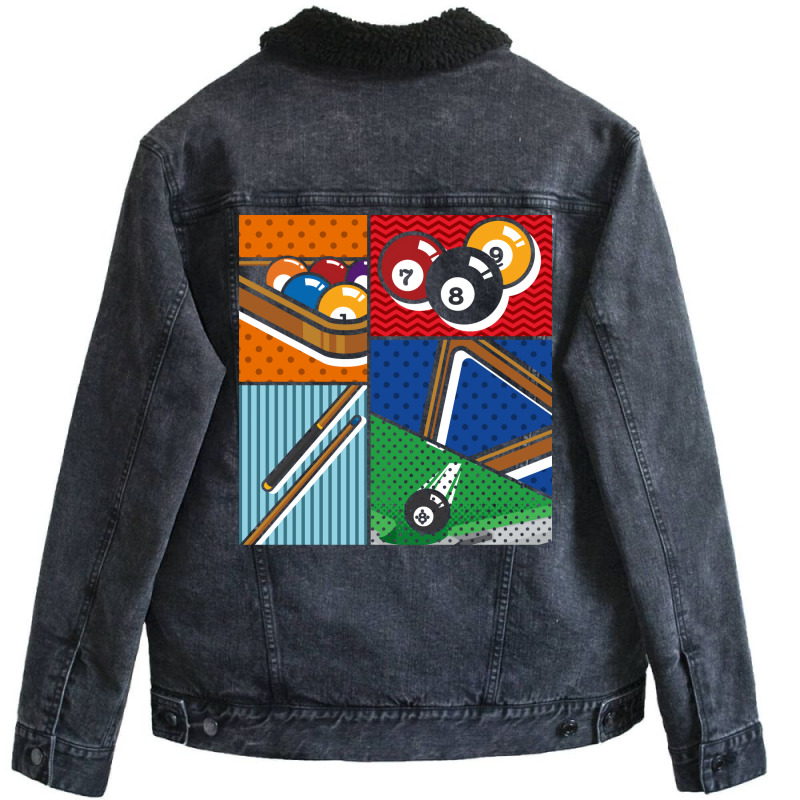 Billiard Balls Snooker Player Pool Billiard Art Bi Unisex Sherpa-Lined Denim Jacket by gashejeggef | Artistshot