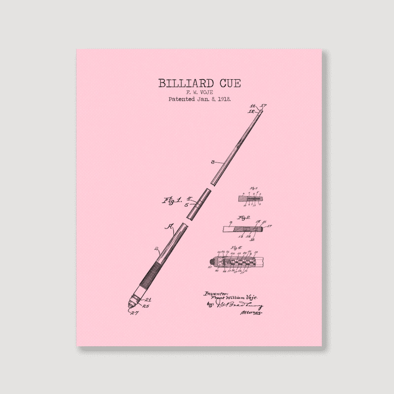 Billiard Cue Patent Portrait Canvas Print | Artistshot