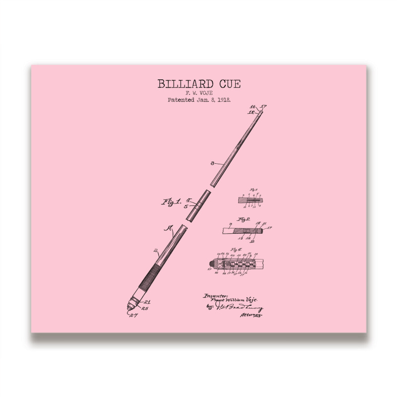 Billiard Cue Patent Metal Print Horizontal | Artistshot