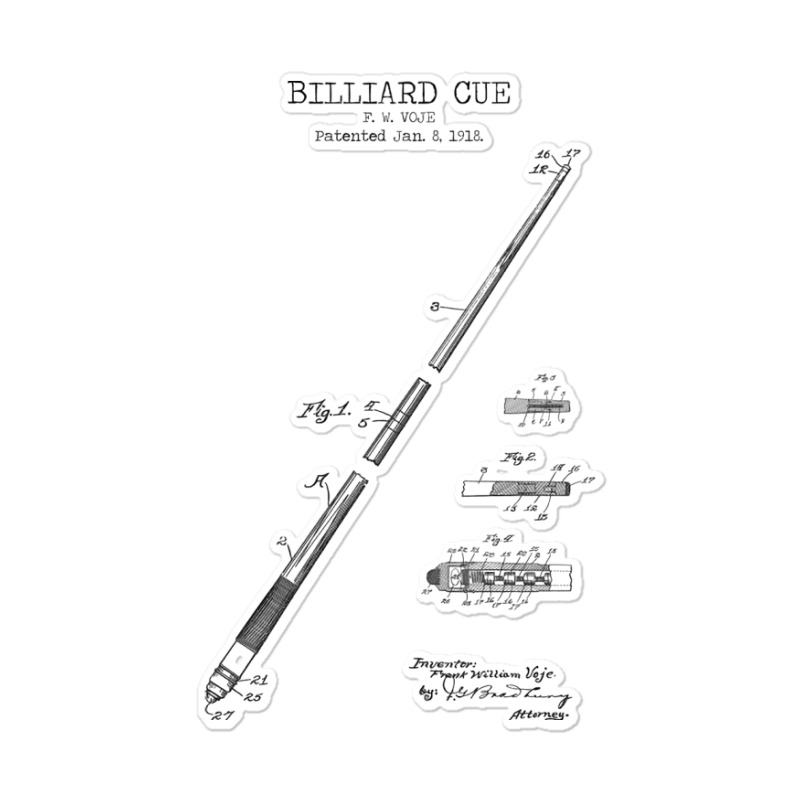 Billiard Cue Patent Sticker | Artistshot