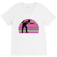 Om Billiards Champion Retro Sunset V-neck Tee | Artistshot