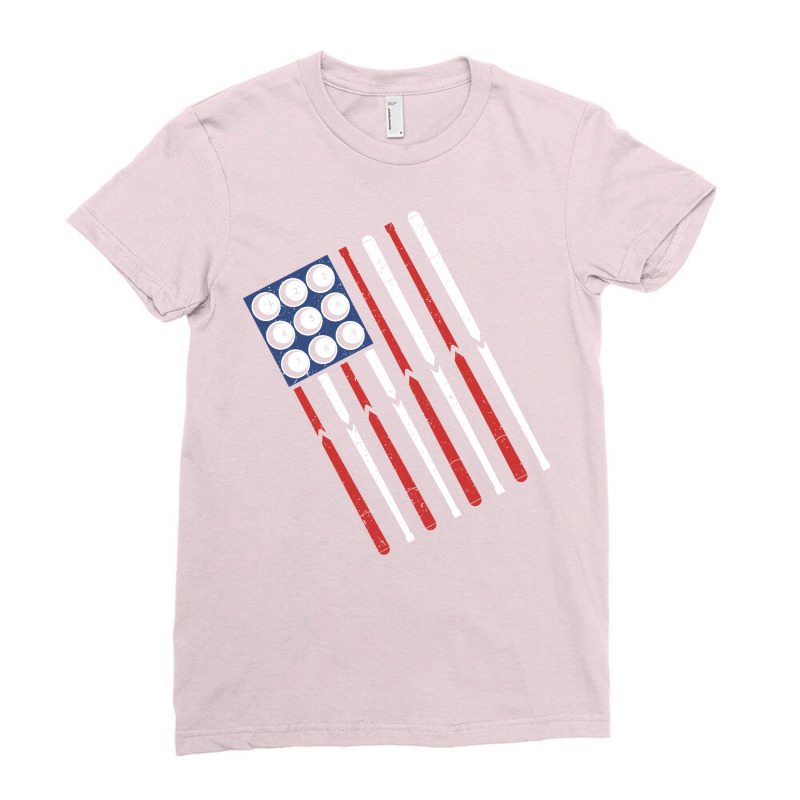 American Flag Billiards Shooting Pool Funny Pool T Ladies Fitted T-Shirt by lavosamalur0 | Artistshot