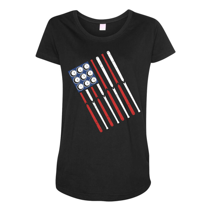 American Flag Billiards Shooting Pool Funny Pool T Maternity Scoop Neck T-shirt by lavosamalur0 | Artistshot