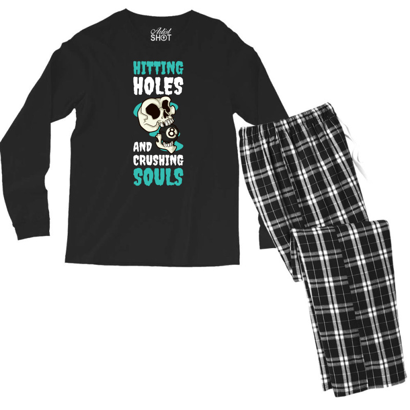 Hitting Holes Funny Billiards Gift Men's Long Sleeve Pajama Set | Artistshot