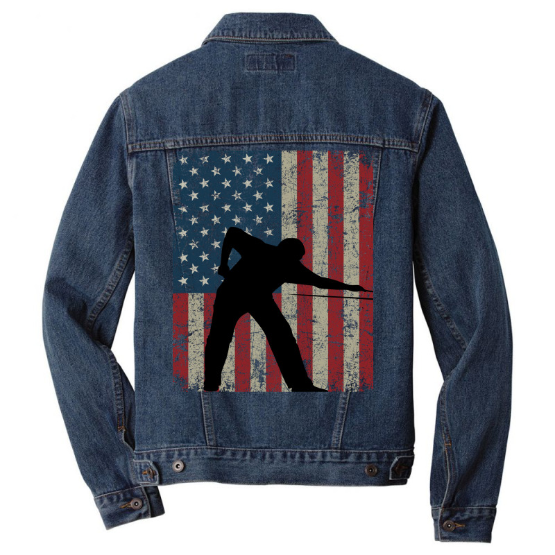 Vintage American Flag Billiards 4th Of July Men Denim Jacket | Artistshot