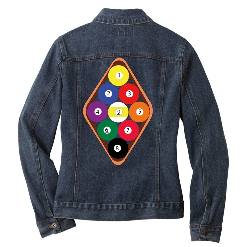 The Nineball Rack Pool Game Ladies Denim Jacket by edsonfinnyi | Artistshot