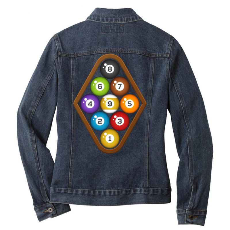 Realistic 9 Ball Billiards Ladies Denim Jacket by nokibgodfryg | Artistshot