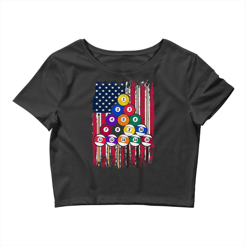 Us Flag Snooker Player American Pool Billiard Crop Top by feilbeybita | Artistshot