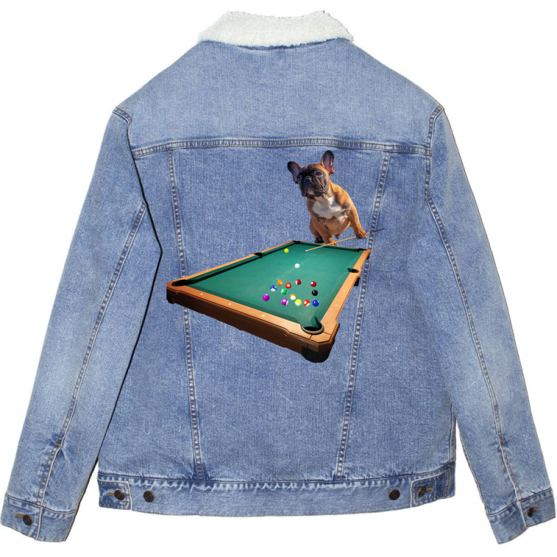 French Bulldog Billiards Unisex Sherpa-lined Denim Jacket | Artistshot