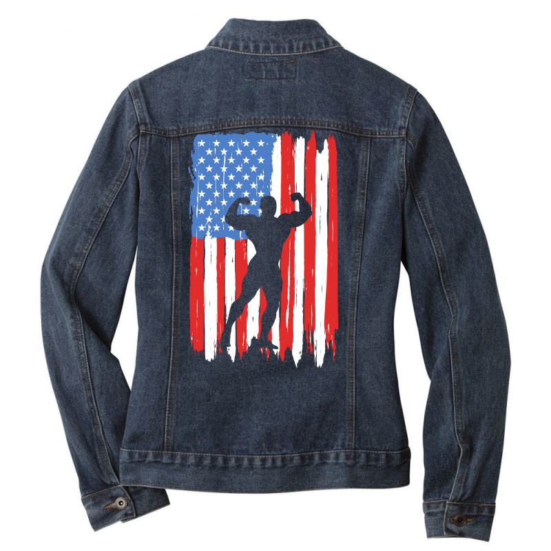 American Flag Bodybuilding Graphic Ladies Denim Jacket by henyelleetchc | Artistshot