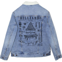 Billiards Table Pool Cue Ball Vintage Patent Drawi Unisex Sherpa-lined Denim Jacket | Artistshot