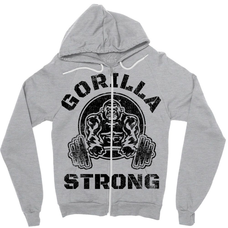 Gorilla Strong Bodybuilding Zipper Hoodie by jominisinadar | Artistshot