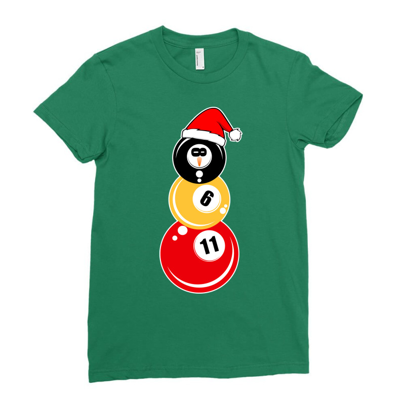 Snowman Face Christmas Billiard Team Ladies Fitted T-Shirt by andridukabs | Artistshot