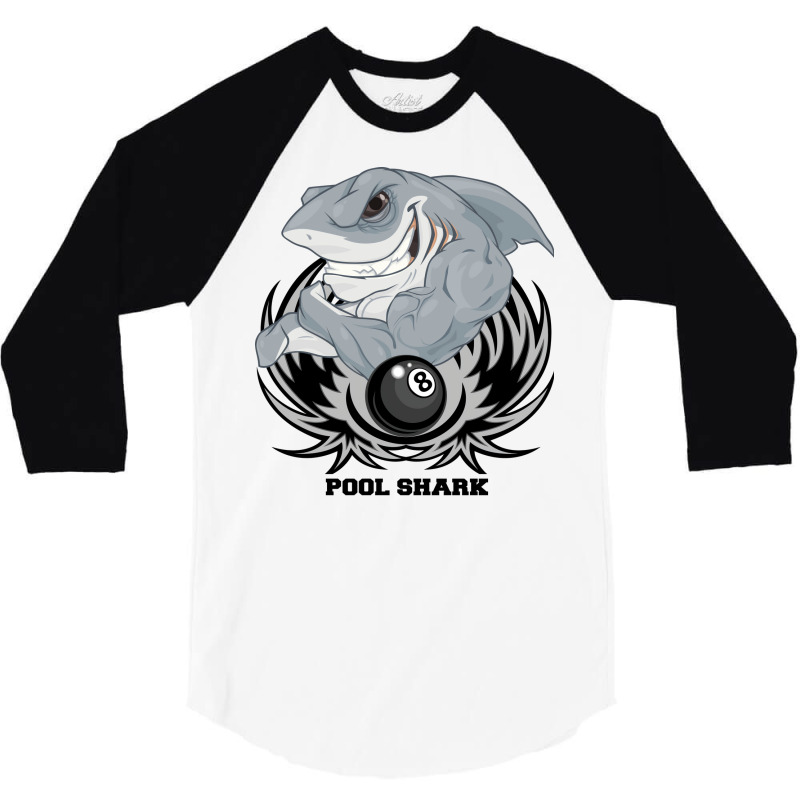 Pool Billiards Gray Great White Toon 8 Ball Graphi 3/4 Sleeve Shirt | Artistshot