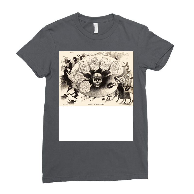 Modern Artist Palette With Skull Allegorical Drawi Ladies Fitted T-Shirt by murnintyesep | Artistshot