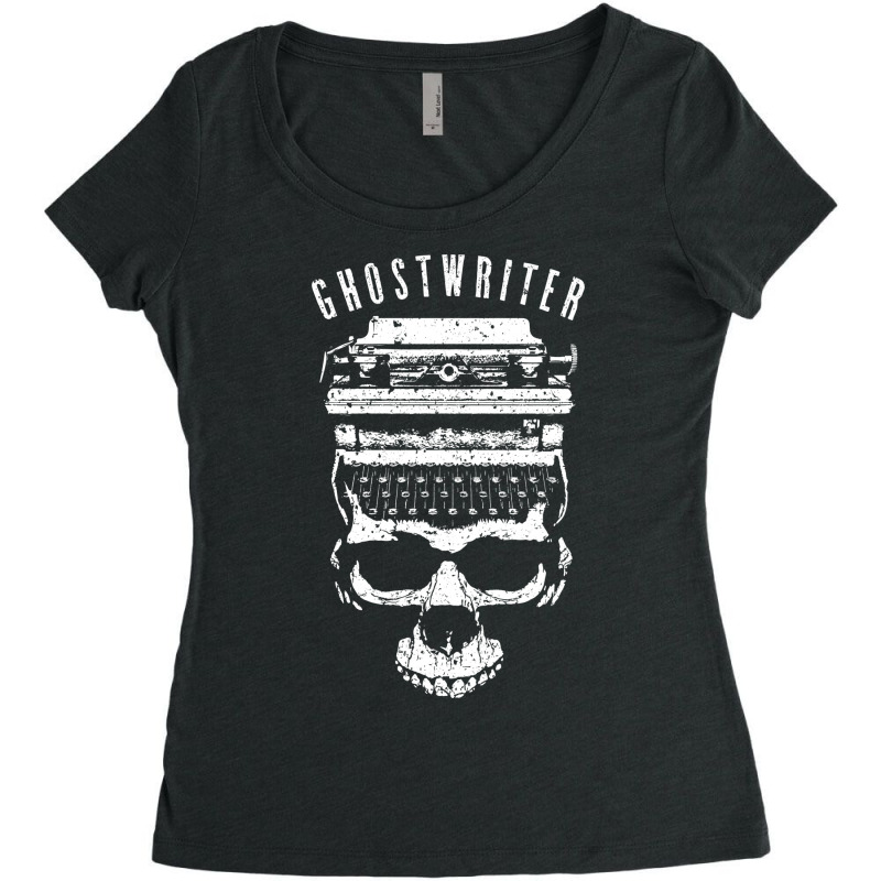 Ghostwriter Halloween Writer Author Ghost Typewrit Women's Triblend Scoop T-shirt by sorimalwafeh | Artistshot