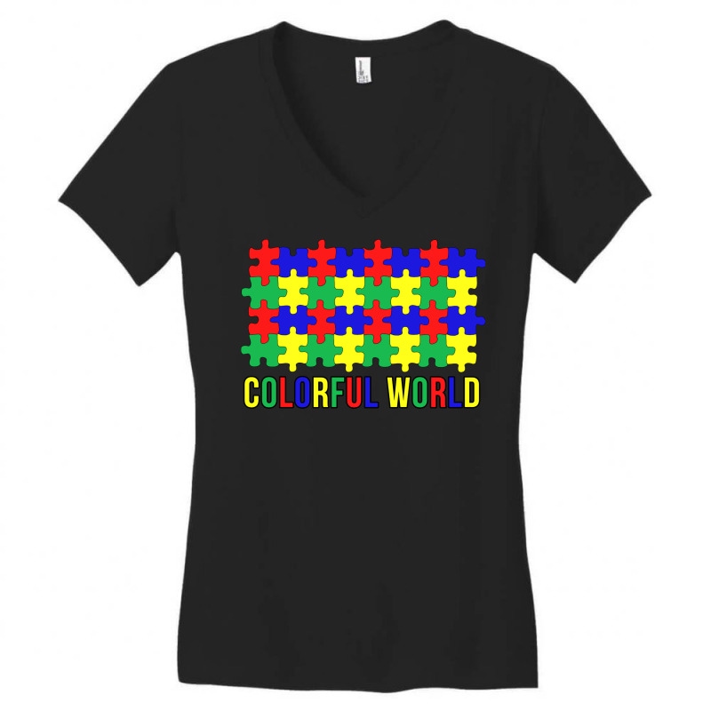 Colorful World Cute Women's V-Neck T-Shirt by vonnezramzele | Artistshot