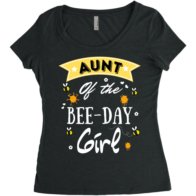 Aunt Of The Bee Day Girl Cute Bee Day Family Party Women's Triblend Scoop T-shirt | Artistshot